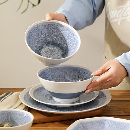 陶瓷中式饭碗单个高颜值碗碟套装家用复古餐具釉下彩乔迁新居碗盘