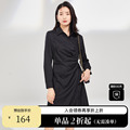 XG/雪歌XH304030A790OL风连衣裙2022秋季新款黑色长袖衬衫裙女装