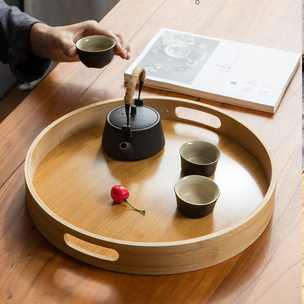 托盘放茶杯木质托盘创意竹木茶盘日式长方形家用蛋糕茶盘LOGO订制