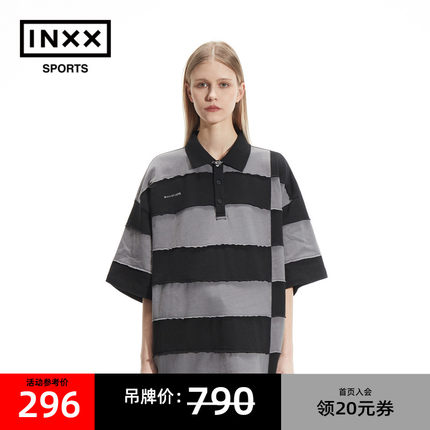 ISS BY INXX SPORTS 经典款夏季新品宽松横条粗纹短袖T恤男女Polo