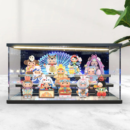 适用 POPMART泡泡玛特 PUCKY精灵园游会系列盲盒展示架灯光场景柜