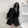 高级感黑色西装外套女2023年春秋新款韩版宽松小个子西服套装上衣