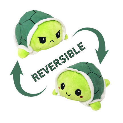 Reversible Turtle Plush Toy Stuffed Angry Flip Happy Toys So