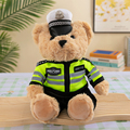 警察小熊公仔铁骑小熊管制服骑行反光服交通小熊网红消防小熊玩偶