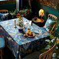 偏爱集美式餐桌布长方形复古风布艺棉麻茶几台布植物丛林印花盖布