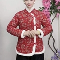 中式唐装棉衣女冬装新款棉服外套妈妈民族风复古驼绒女士花棉袄