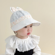 婴儿帽子春秋薄款大檐遮阳帽女宝宝春季外出防晒帽公主帽婴幼儿