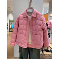 今年流行的小个子粉色短款嘉兴平湖羽绒服外套女秋冬季2023年新款