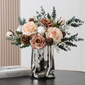 仿真花干花花束玻璃花瓶客厅装饰摆设件北欧玫瑰假花餐桌上电视柜
