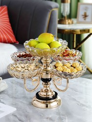欧式水晶玻璃多层装饰品家用客厅茶几创意轻奢网红分格零食糖果盘