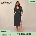 ROUJE设计师品牌LOOKNOW春夏24新款黑色波点连衣裙