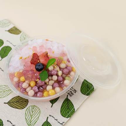 圆形一次性碗食品级500/700/850塑料透明汤碗冰粉打包盒商用外卖