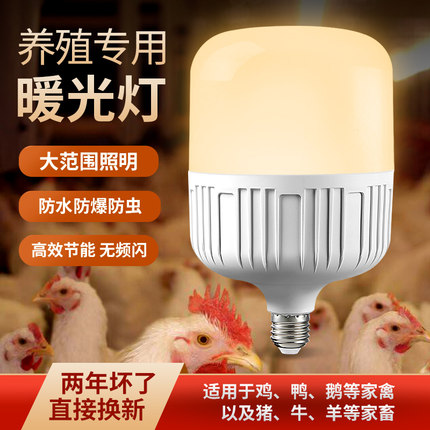 养殖场专用照明led灯暖光灯e27螺纹螺口黄光养鸡场补光节能灯泡