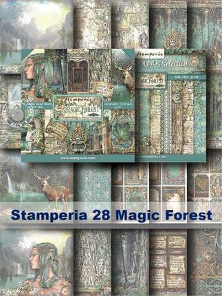 Stamperia28-大尺寸junk journal魔法森林女巫复古素材自制纸本