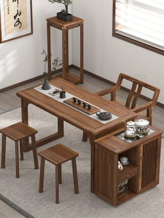 阳台茶桌椅组合实木家用茶台新中式功夫茶几小户型客厅禅意泡茶桌