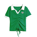Polo领短款t恤女短袖2023年新款夏季修身时尚洋气时髦绿色上衣潮
