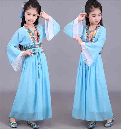 10岁女童9古装中国风仙女汉服大童12-15岁汗服唐装长款表演服复古