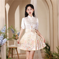 小个子穿的马面裙日常通勤套装夏季短款显瘦新中式中国风半身裙女