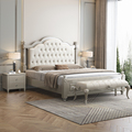 美式轻奢实木床1.8米主卧大床双人床法式现代简约公主床软靠婚床