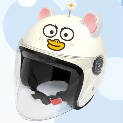 认证小刘鸭头盔电动车安全帽儿童男女士可爱冬季保暖护耳安全盔