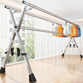 梯子晾衣架落地折叠折叠落地室内家用阳台卧室不锈钢室外凉伸缩杆