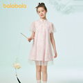 巴拉巴拉女童裙子儿童连衣裙新款夏装中大童甜美国风中式旗袍裙