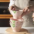 日式家用陶瓷高颜值饭碗5英寸小号斗笠碗2024新款网红高脚甜品碗