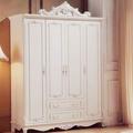 欧式衣柜卧室三四五门组合收纳柜经济型推拉门白色实木大衣橱家用