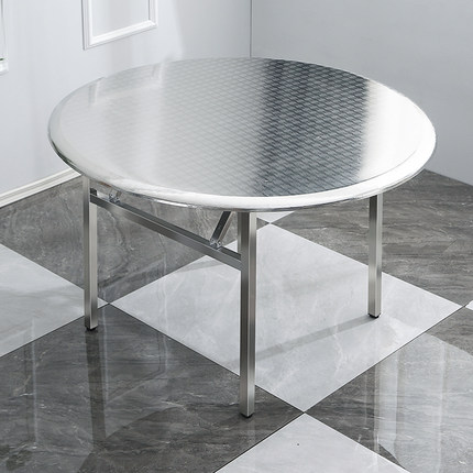 双层不锈钢折叠桌圆桌饭桌圆形大圆桌圆台吃饭圆桌10人餐桌台家用