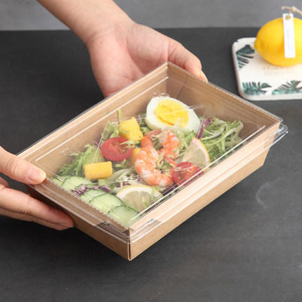 一次性牛皮纸野餐盒水果沙拉寿司露营餐盒春游便当外卖食品打包盒