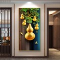 五福临门新中式家庭烤瓷j晶瓷画带框成品玄关装饰画挂画艺术画油