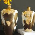 北欧镀金陶瓷花瓶摆件现代简约中式插花干花花器客厅家居软装饰品