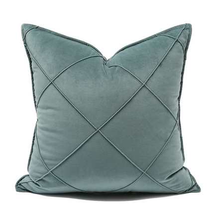 高档现代北欧极简沙发样板房软装大格子抱枕靠包/纯色菱格绒布方
