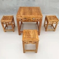 榆木茶桌老榆木方桌原木色实木正方形茶台古典仿古八仙桌茶桌餐桌