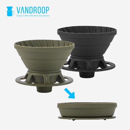 VANDROOP 折叠咖啡滤杯便携硅胶滤杯手冲v60聪明杯户外露营过滤器
