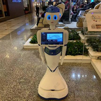 智能设备玻璃钢外壳医院引导前台定制送餐机器人玻璃钢卡通大雕塑
