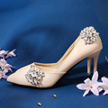欧美创意层次感鞋饰品可拆卸DIY礼服鞋花  玻璃水钻新娘结婚鞋扣