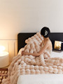 冬季托斯卡纳兔毛短绒休闲盖毯韩式温柔系沙发盖毯办公毯轻奢绒毯