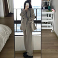 灰色西装套装女高级感2023年新款小个子休闲西服外套阔腿裤两件套