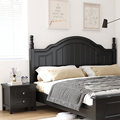 复古黑色实木床美式1.5米现代简约1.8m主卧双人床1.2米小户型1.35