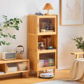 日式实木书柜现代简约长虹玻璃收纳储物电视边柜客厅落地置物柜子