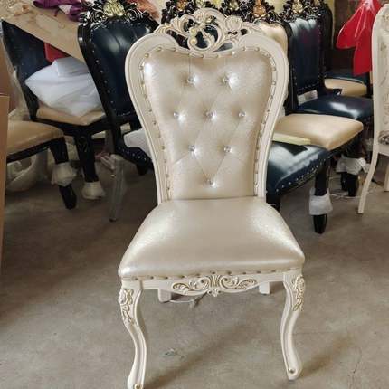 欧式椅子全实木软包酒店餐厅家用单人白色餐椅美甲靠背椅豪华高级