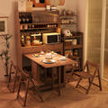 冬木实木餐边柜折叠餐桌一体小户型靠墙储物柜厨房客厅可置物边柜