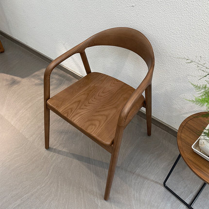 全实木餐椅北欧现代靠背椅简约白蜡木书桌椅家用茶桌椅圈椅新中式