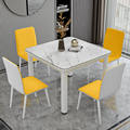 轻奢餐桌家用现代简约小户型吃饭四方桌子北欧钢化玻璃餐桌椅组合
