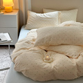 新品ins奶油风A类全棉双层皱布纱四件套纯棉床单床笠被套1.8m床上