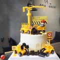 工程车男孩蛋糕装饰摆件宝宝儿童插牌挖机生日蛋糕挖掘机男童周岁