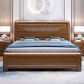 胡桃木实木床家用卧室简约现代1.8m双人床经济型新中式实木床家具
