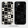 屌丝黑猫~搞笑格子创意iPhone15promax苹果13小米14华为mate60新款p50适用12荣耀100vivoS18一加11情侣手机壳