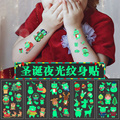 圣诞节发光贴纸儿童夜光荧光纹身贴可爱姜饼人圣诞树防水脸贴装扮